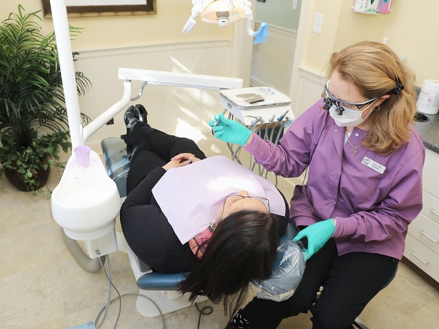 Newburyport patient getting dental cleaning